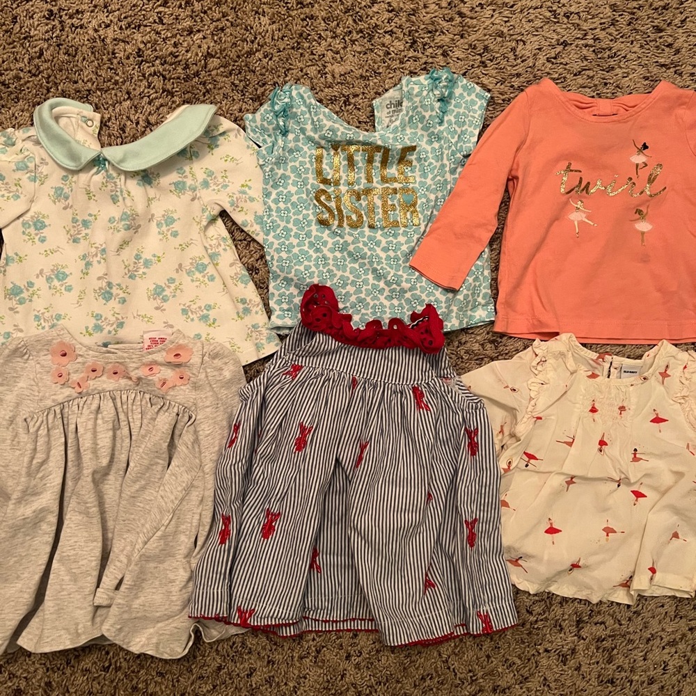 Bundle size 9 months long sleeve shirts and dress